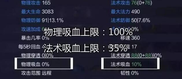 王者荣耀法术吸血上限是多少