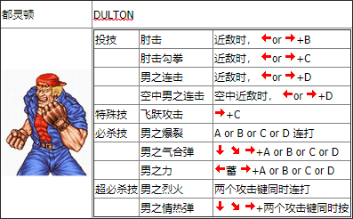 双截龙出招表