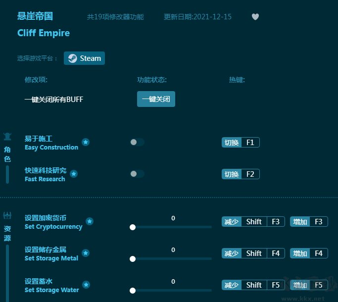 悬崖帝国十九项修改器