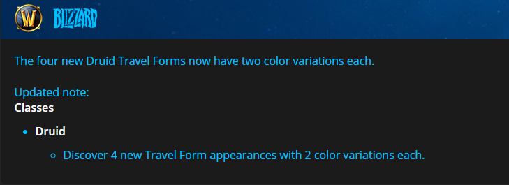 《魔兽世界》9.15德鲁伊新旅行形态预览